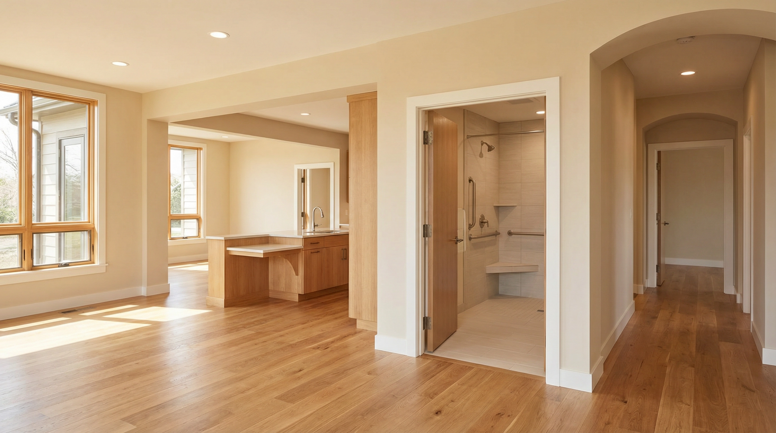 Accessible home interior with wide hallways — veteran housing built by 345 CARES Atlanta