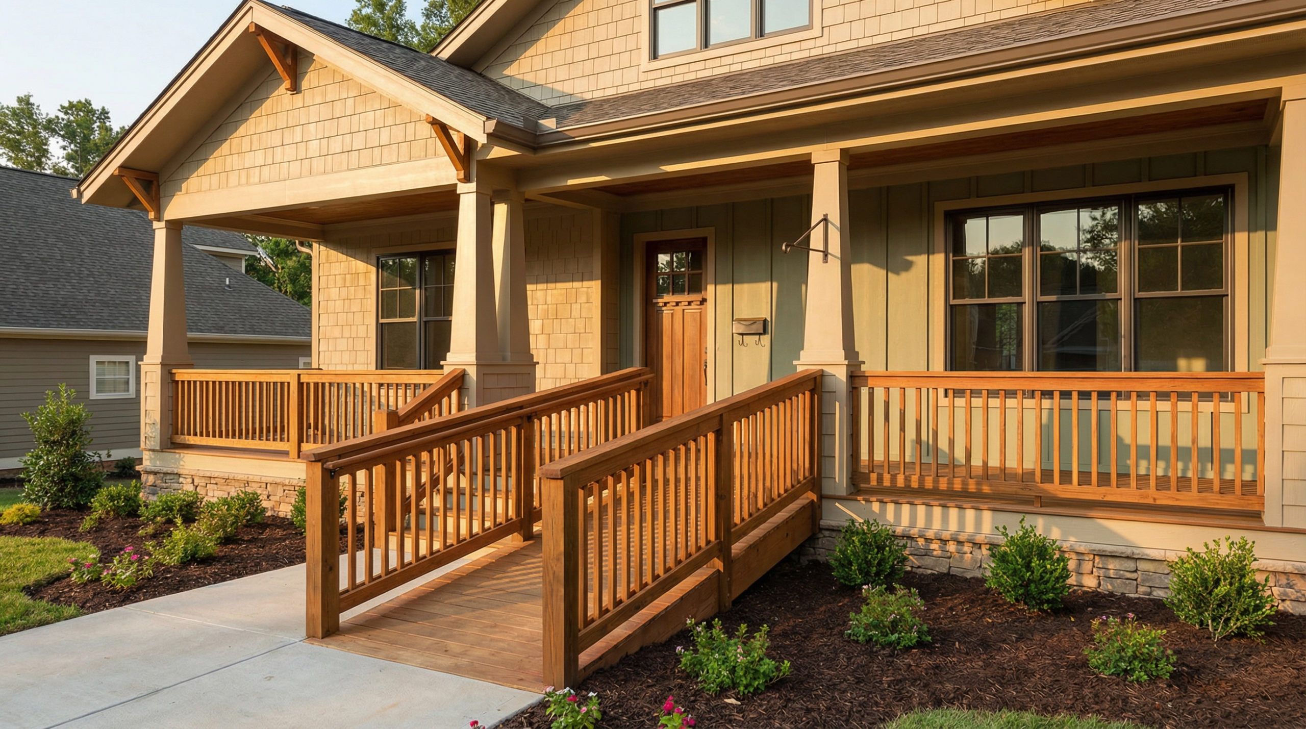 Completed veteran housing with accessible ramp — 345 CARES construction Atlanta GA